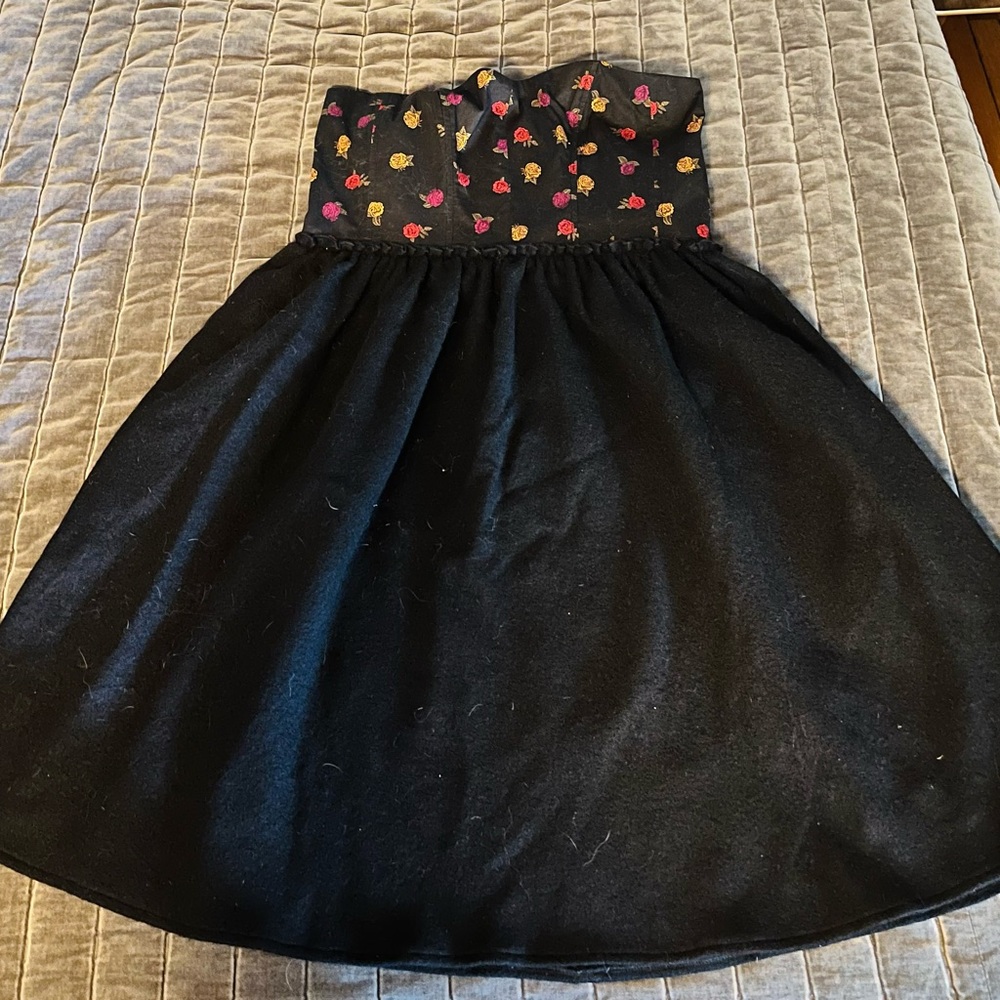 Black/floral strapless dress by Anthropologie